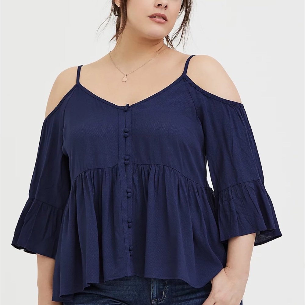 Torrid Dark Blue Cold Shoulder Top